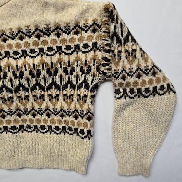 Steve Madden Fair Isle Cardigan Beige Black Pattern Knit Women Small Sweater - Picture 8 of 13